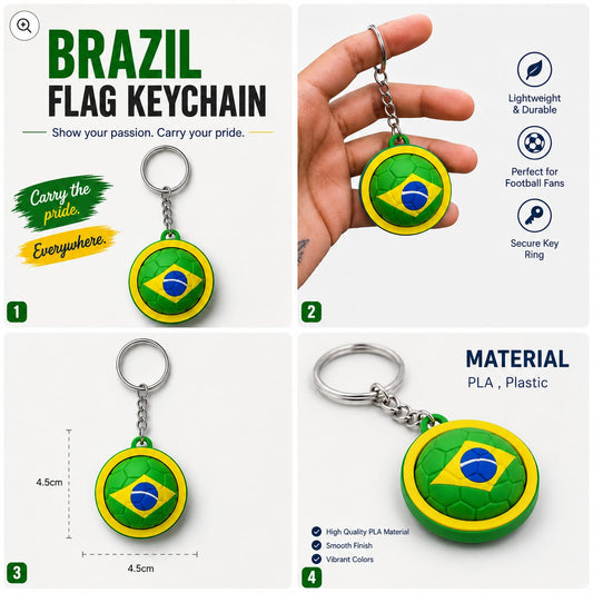 Brazil Spinner Football Keychain