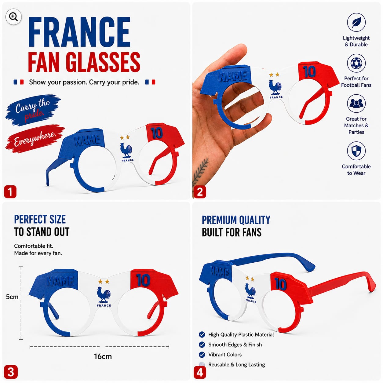 France Football Fan Glasses