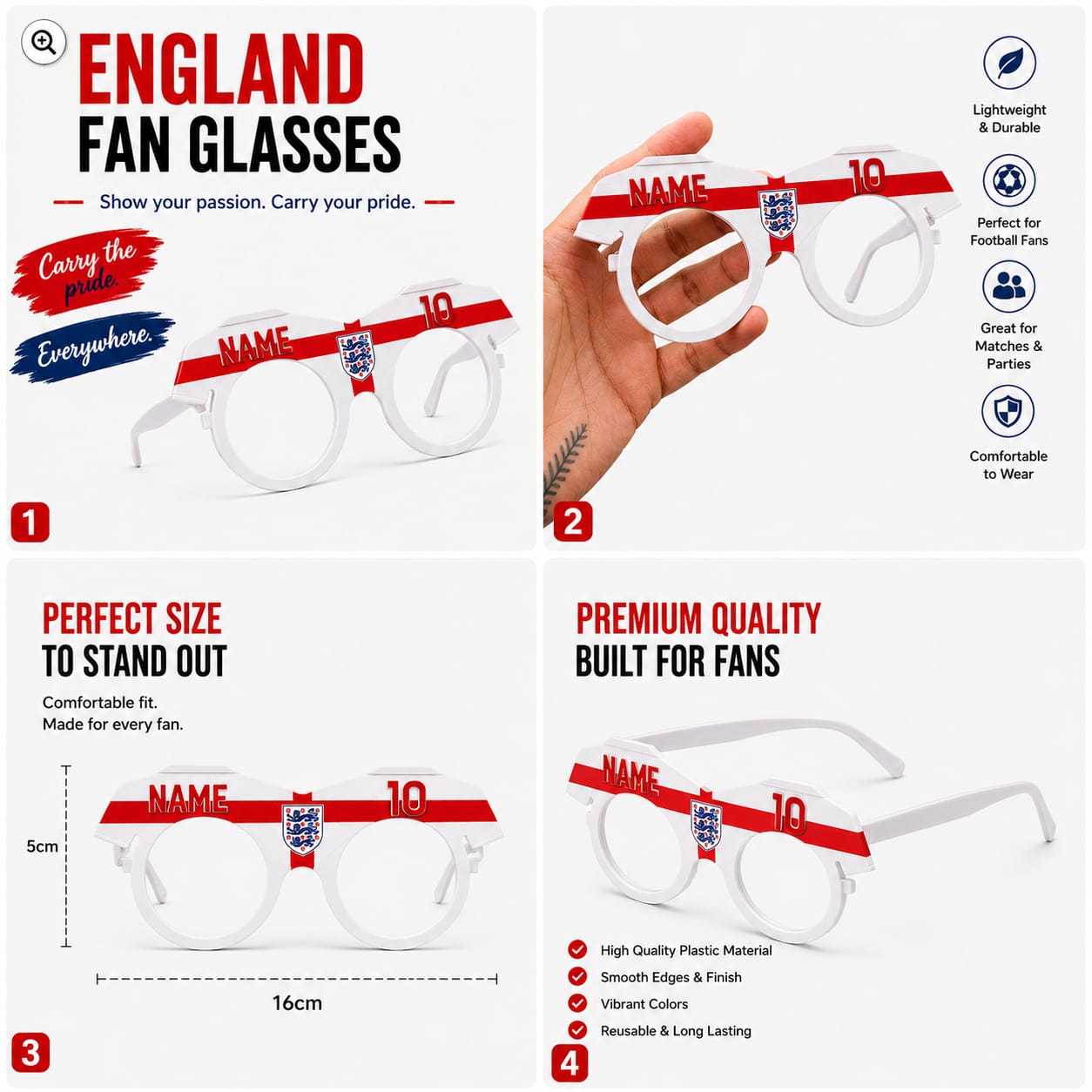 England Football Fan Glasses