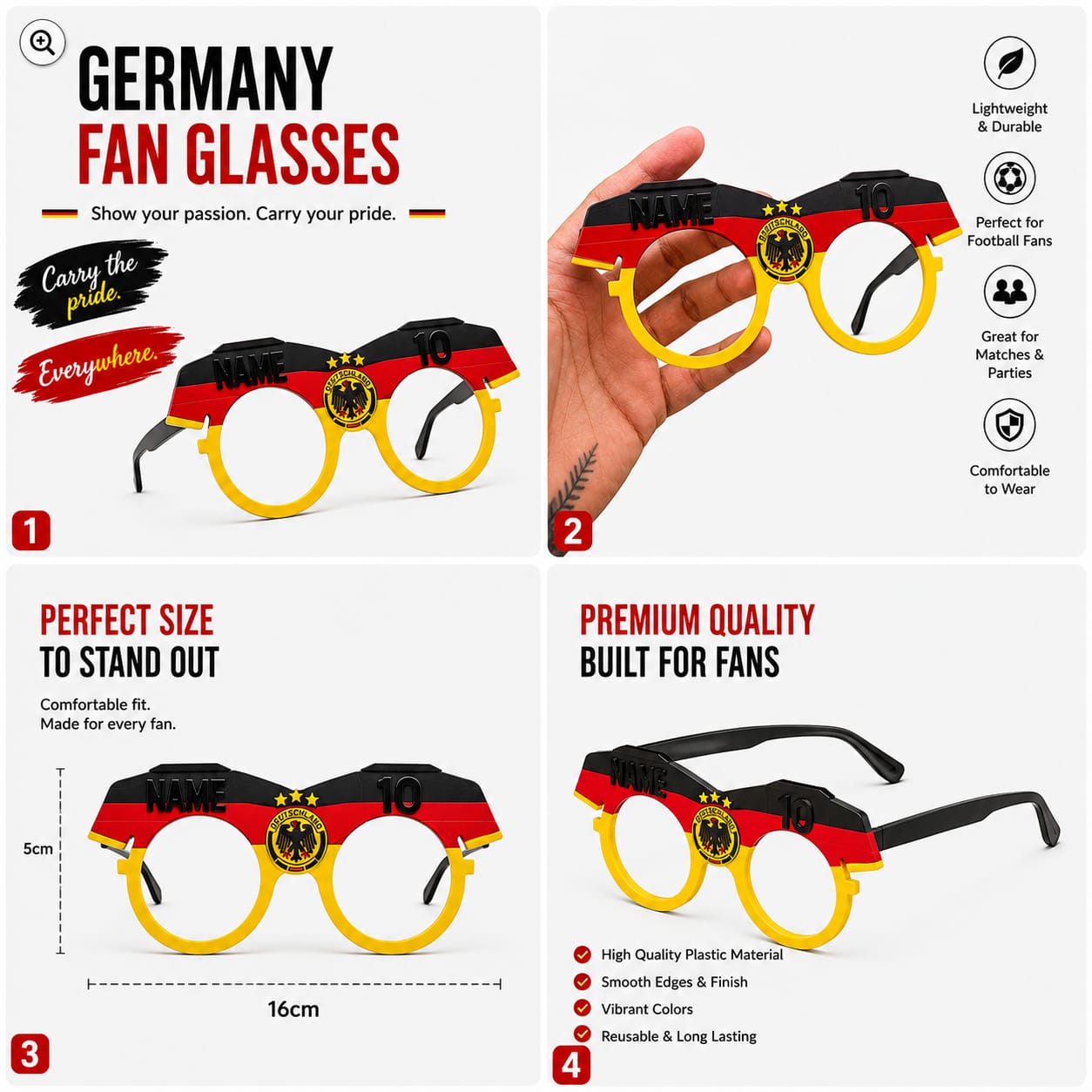 Germany Football Fan Glasses