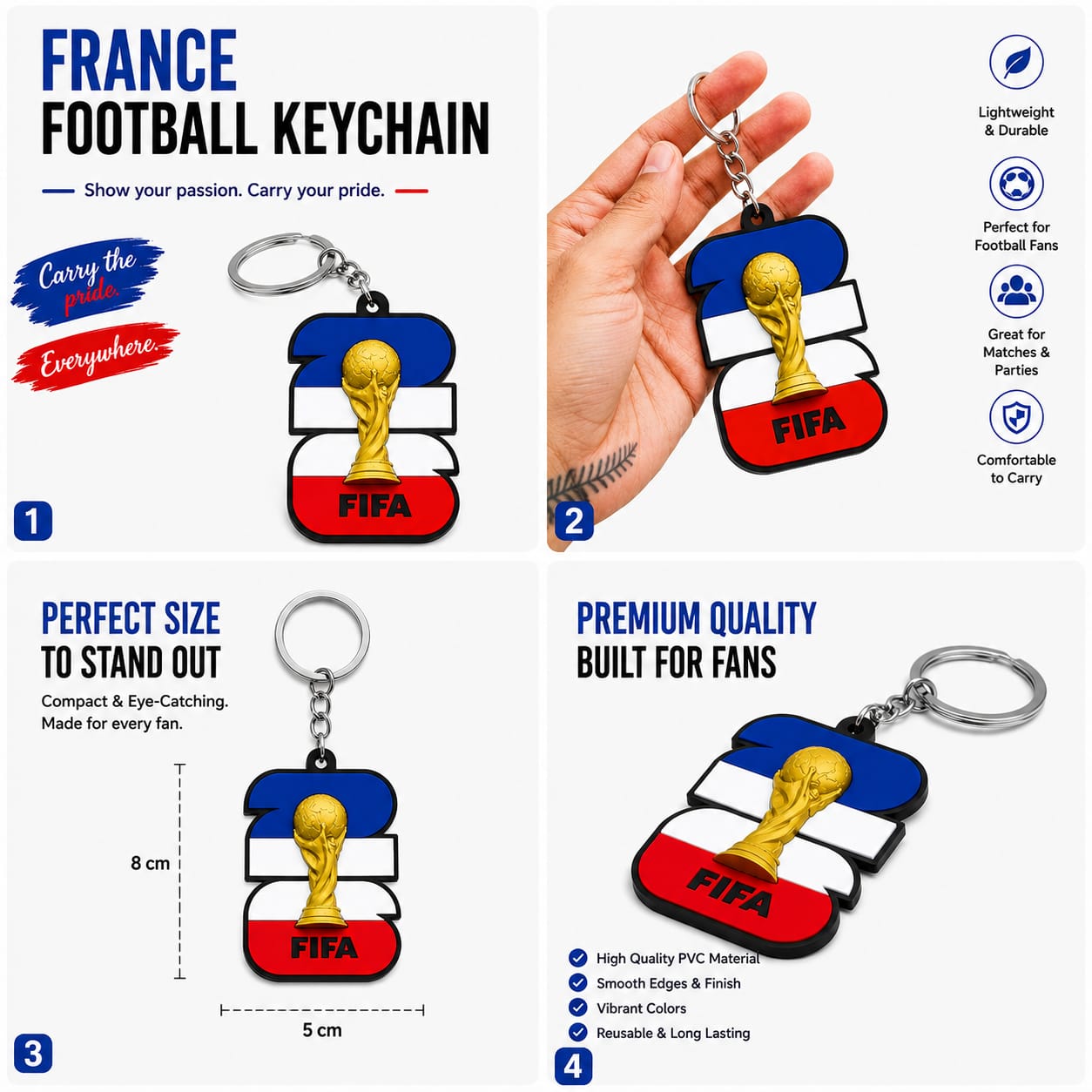 France Football Keychain