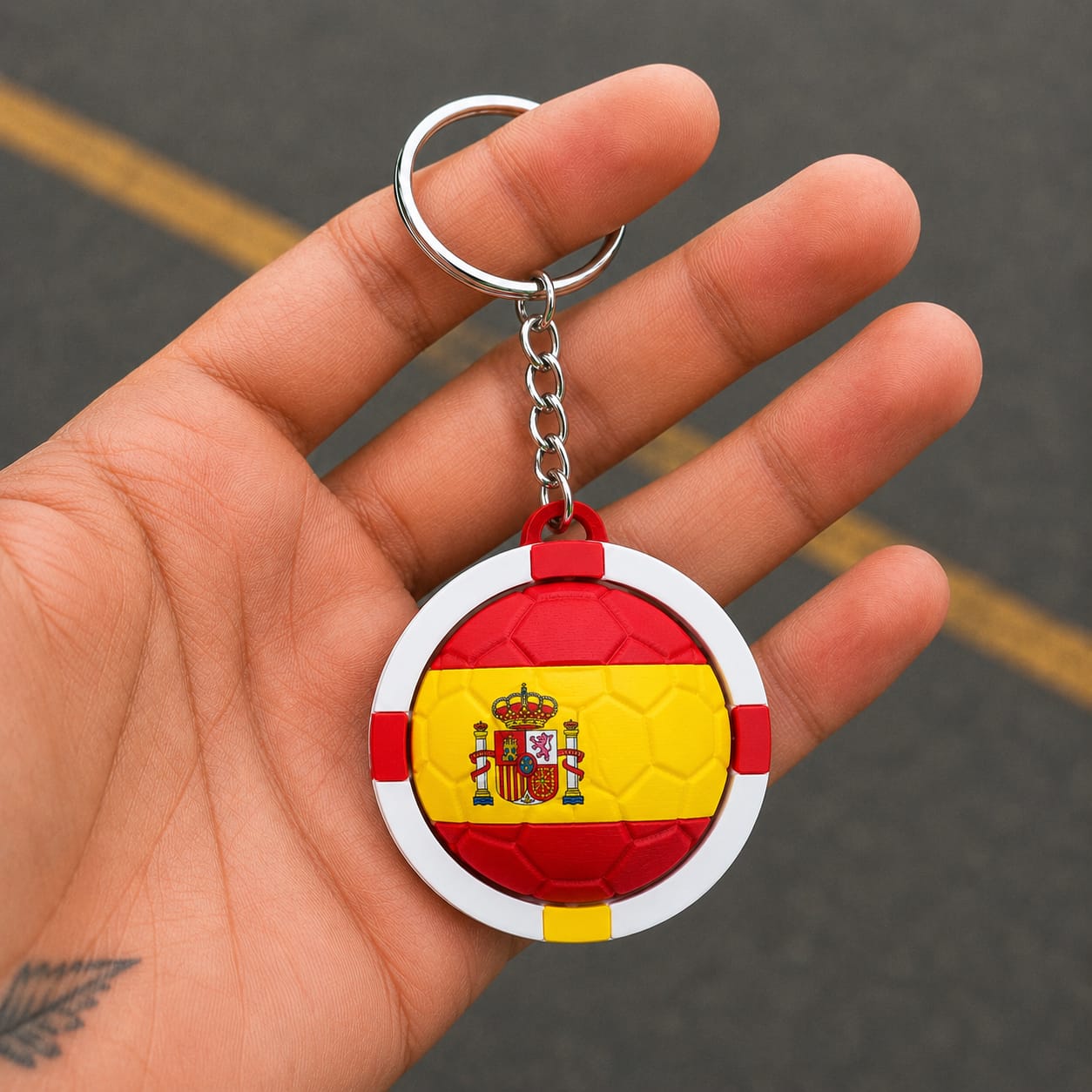 Spain Spinner Football Keychain