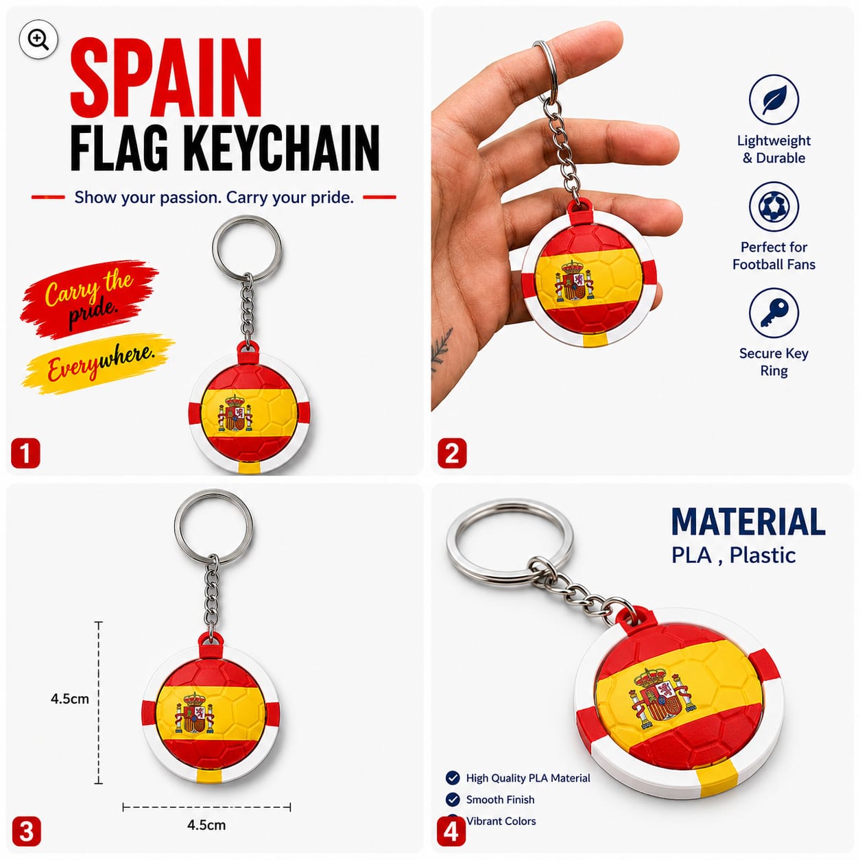 Spain Spinner Football Keychain