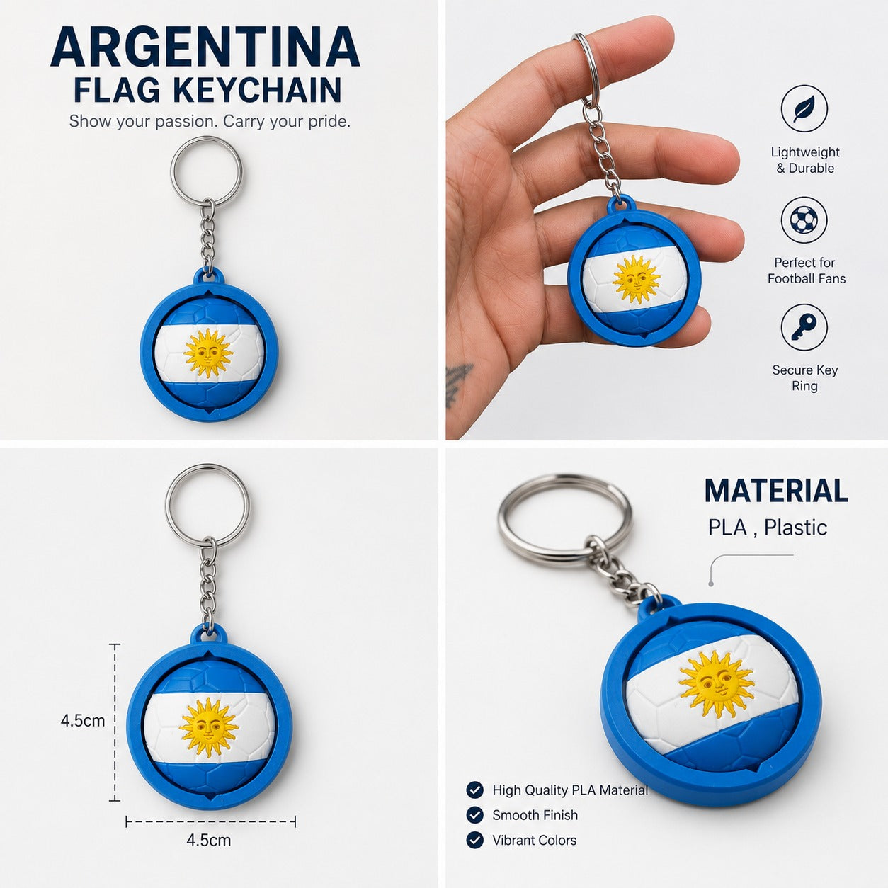 Argentina Spinner Football Keychain