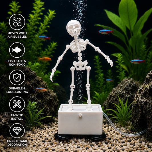 Dancing Aquarium Skeleton Air Bubbler Ornament | Moving Fish Tank Decoration