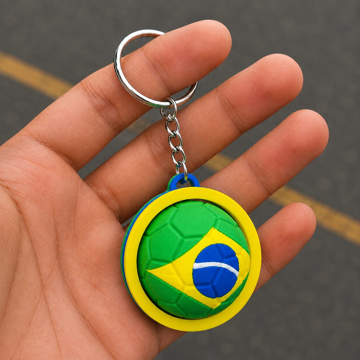 Brazil Spinner Football Keychain