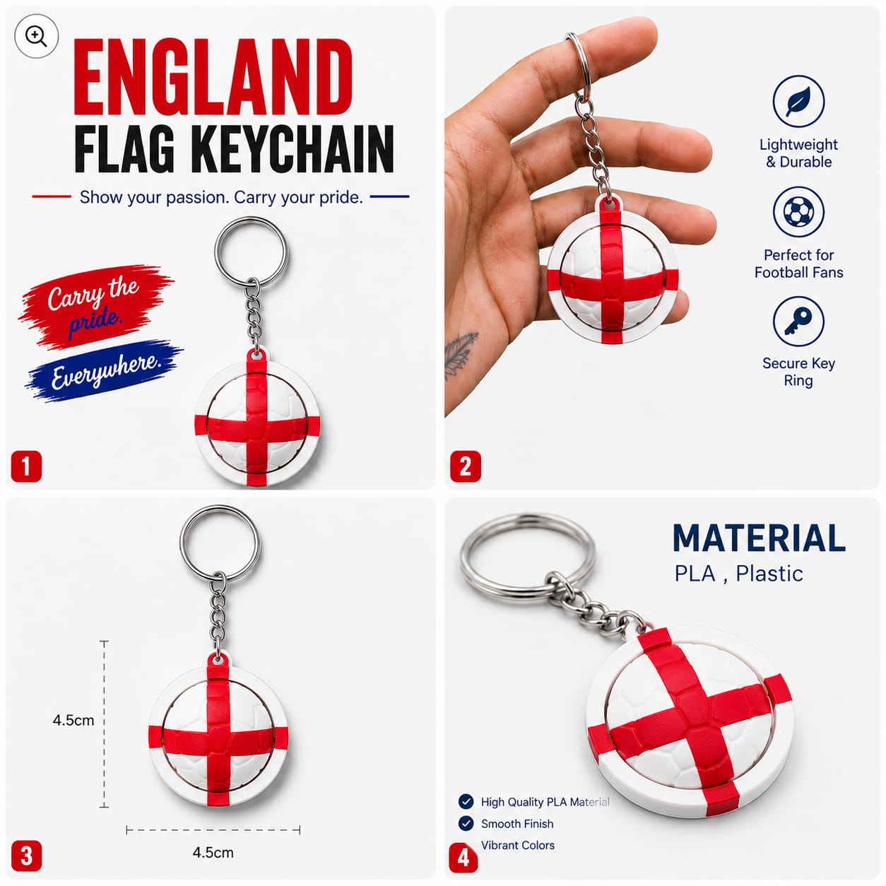 England Spinner Football Keychain