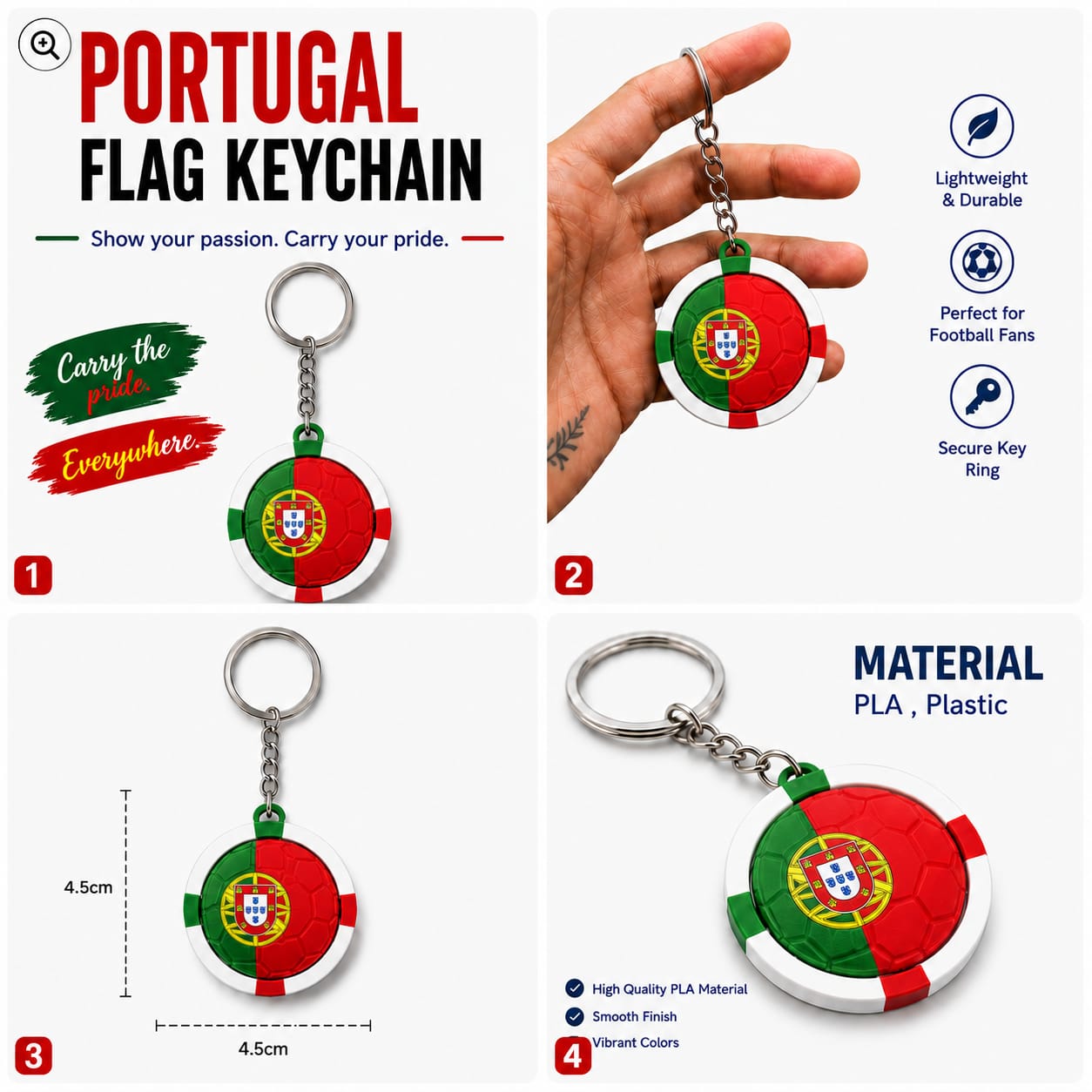 Portugal Spinner Football Keychain