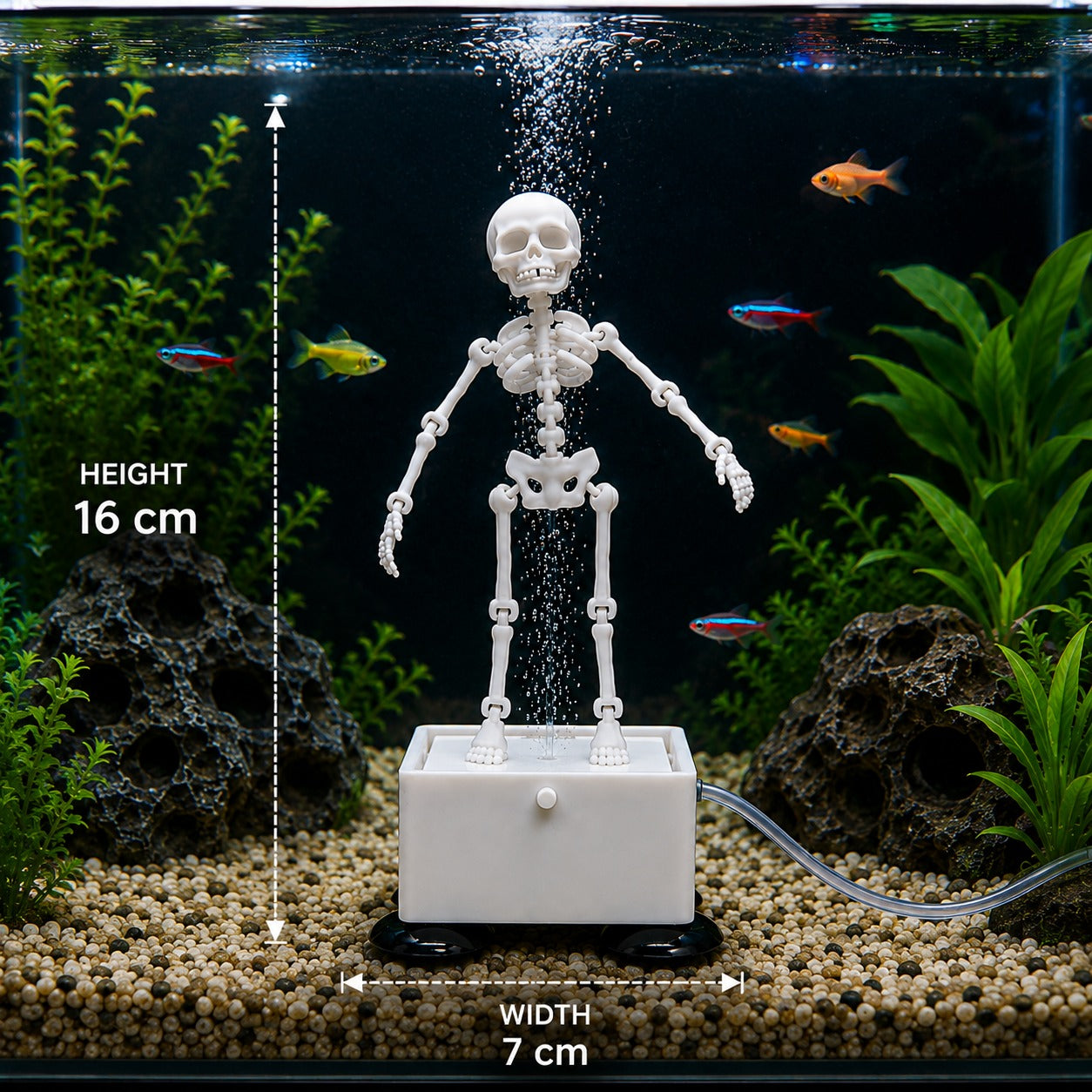 Dancing Aquarium Skeleton Air Bubbler Ornament | Moving Fish Tank Decoration