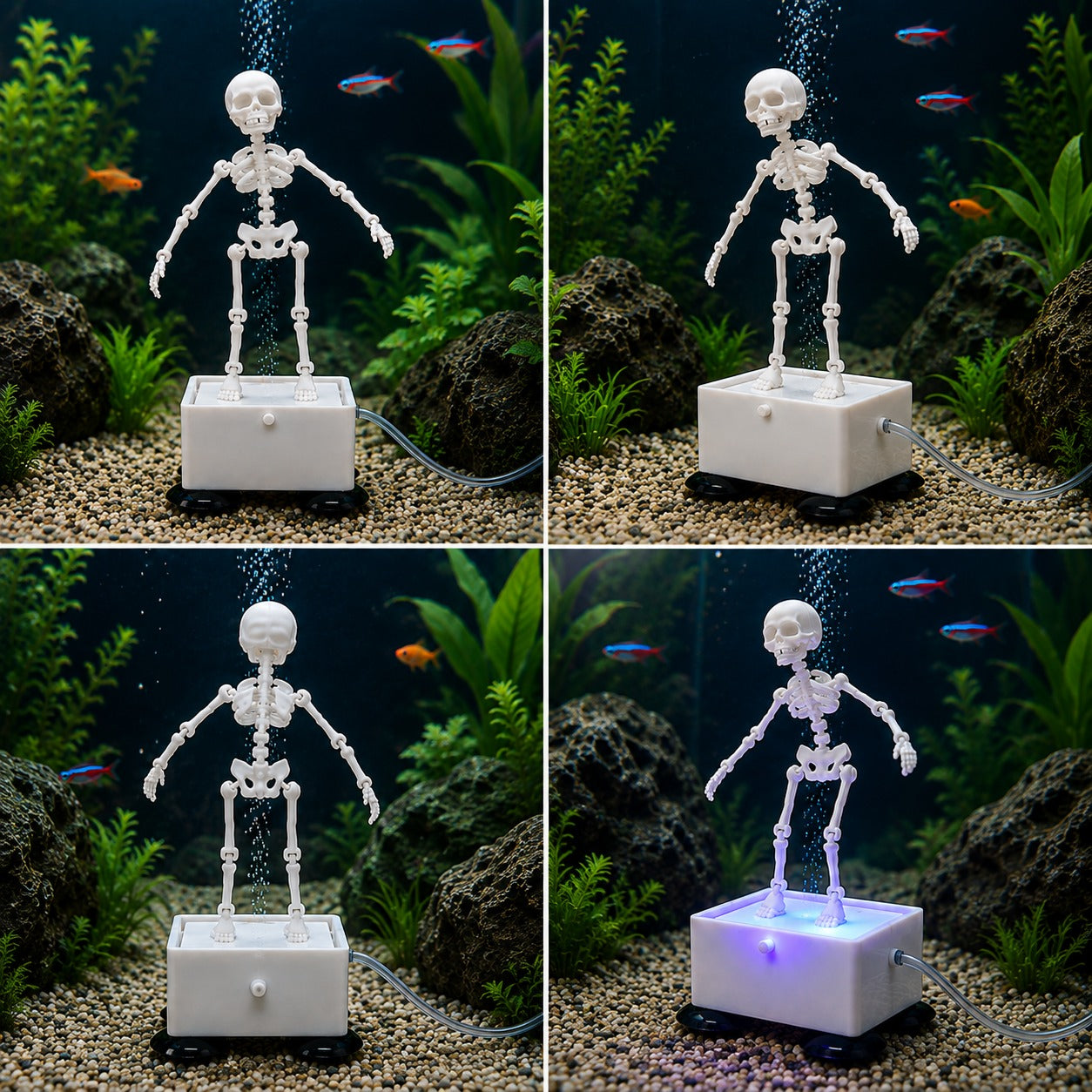 Dancing Aquarium Skeleton Air Bubbler Ornament | Moving Fish Tank Decoration