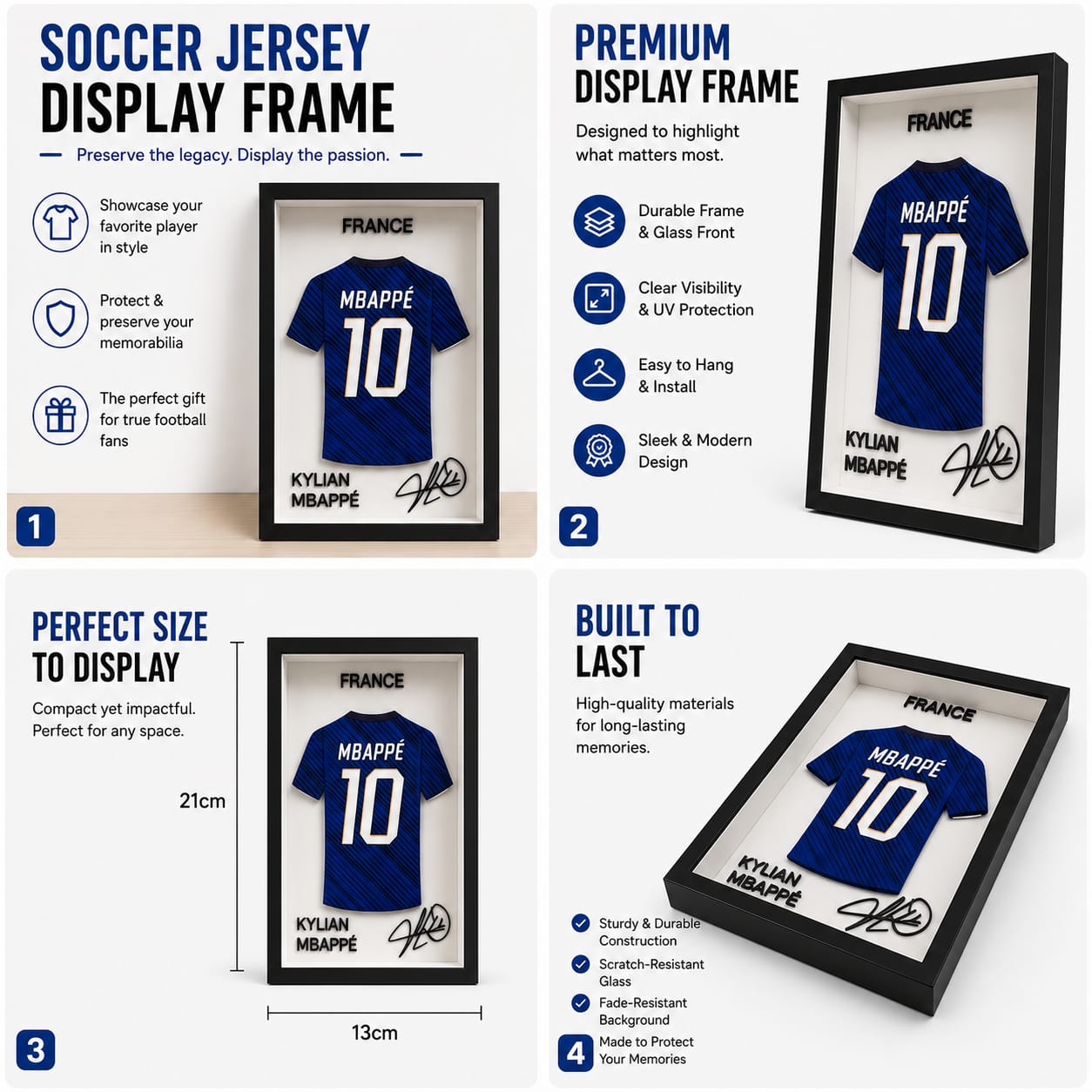 Kylian Mbappé Jersey Display Frame