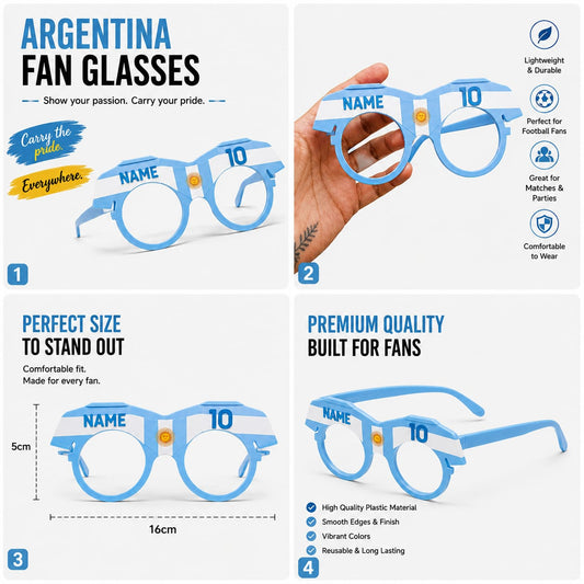Argentina Football Fan Glasses